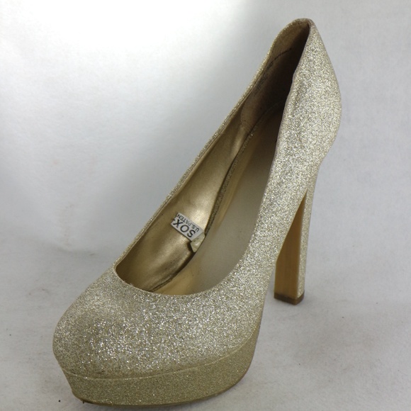 MOSSIMO Supply Co Gold Glitter Platform Pumps Sz 9.5 US Women - Picture 3 of 8